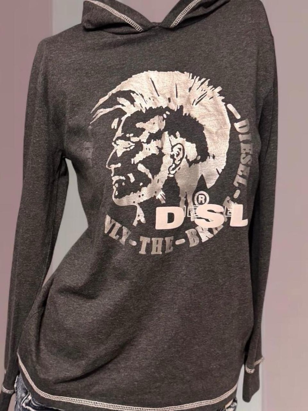 DIESEL Y2K Hooded Long Sleeve Tee